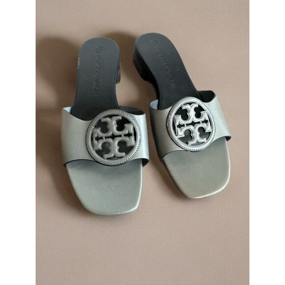 Tory Burch Shoes - Tory Burch Womens Bombe Miller Slide Sandal Calf Leather Grey Size 7M